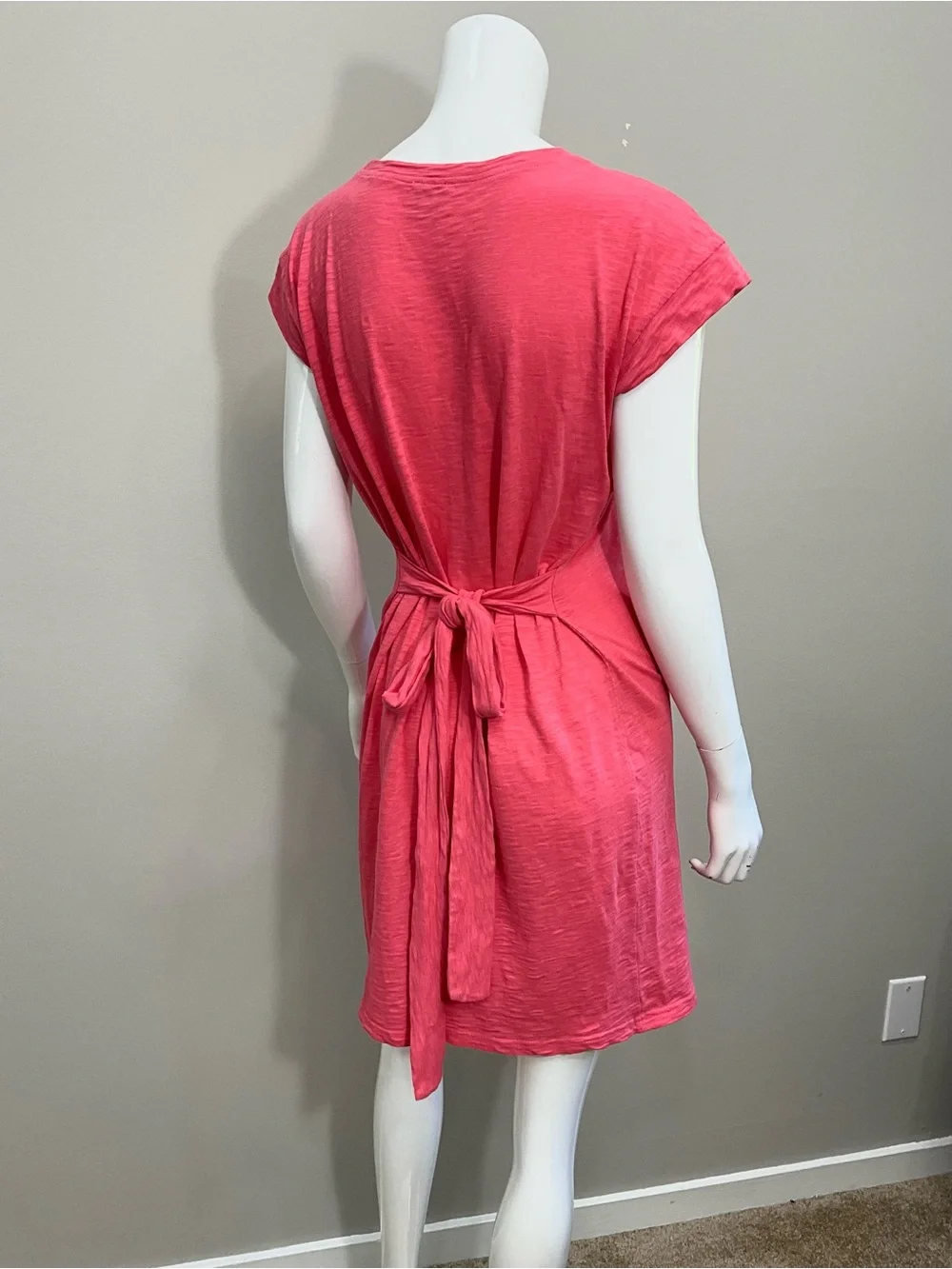 J. CREW Coral Pink Tie Waist Mini Dress Size S Casual Chic Summer